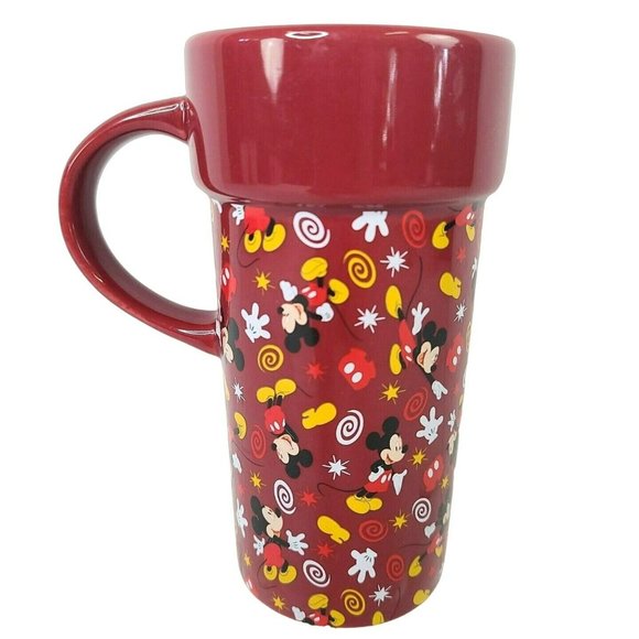 The Disney Store Other - The Disney Store Mickey Mouse Maroon All Over Coffee Mug Tea Cup Tall 6''